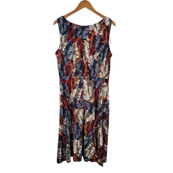 Perceptions Dress Large Party Stretch Ruched Waist Professional Leaf Red grey - Picture 5 of 7